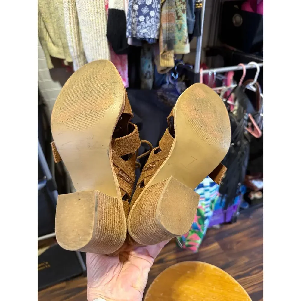 Steve Madden Jackson Heeled Lace Up Sandals Size 8